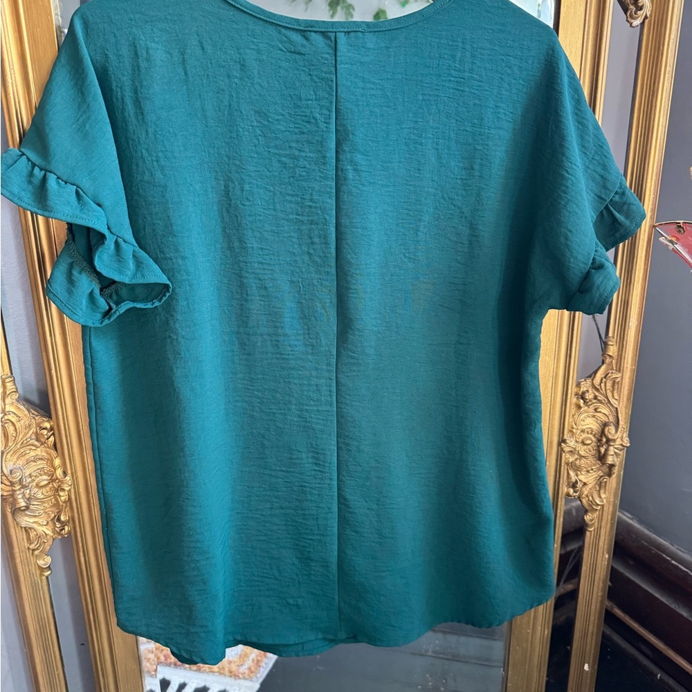 Chic Teal Button-Detail Blouse - Picture 3 of 3
